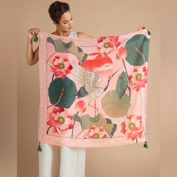 Powder Design 100% Silk Crane at Sunrise in Petal Scarf - Picture 4 of 9